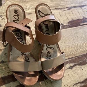 SAM EDELMAN WEDGES WITH TAN ANKLE STRAPS! 👡